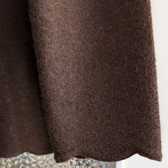 Beyond Threads Alpaca Sweater Jacket Wool Rich Brown Scalloped Edges Structured - Picture 11 of 16